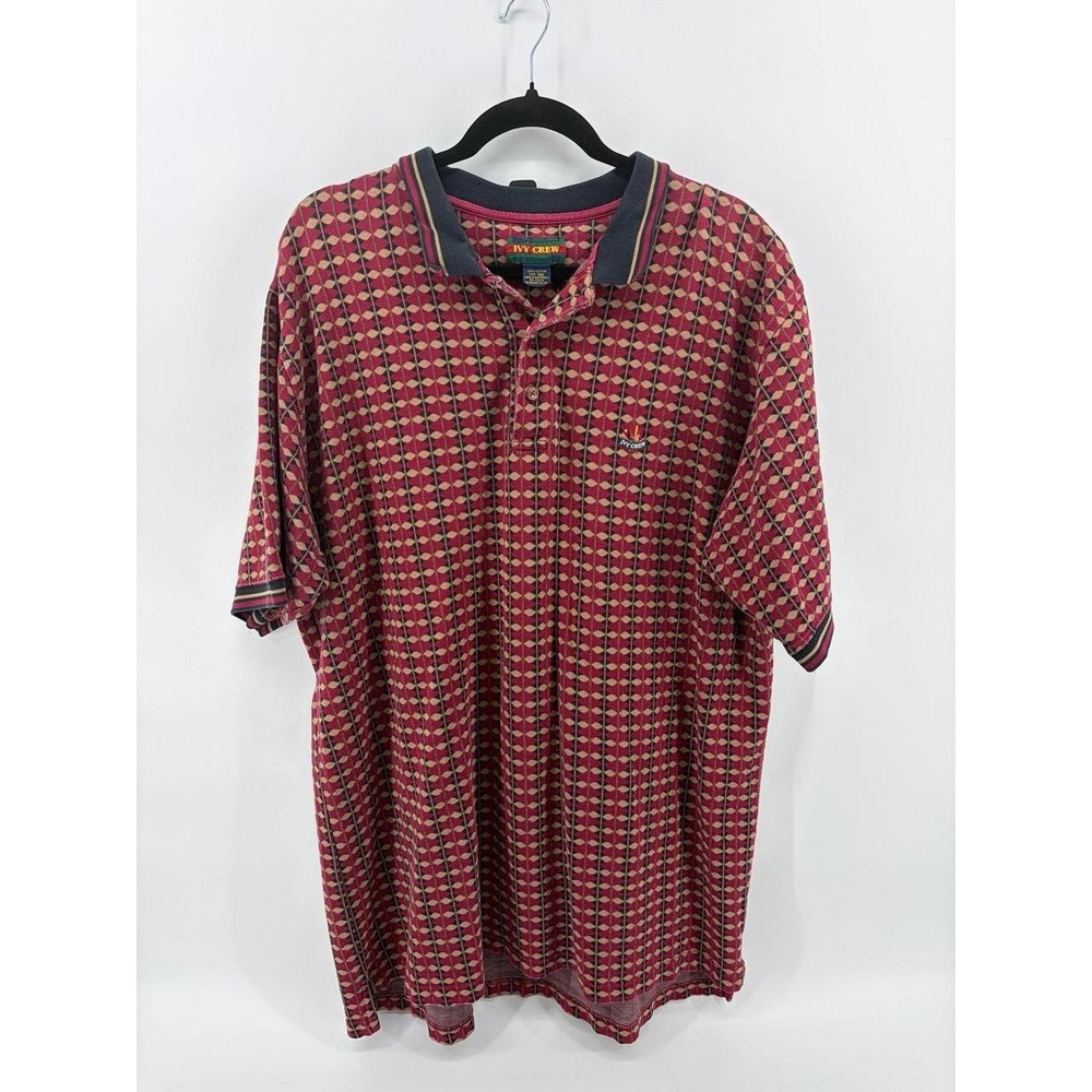 Ivy Crew, Vintage, Patterned Short Sleeve, Polo Shirt, Men's XXL